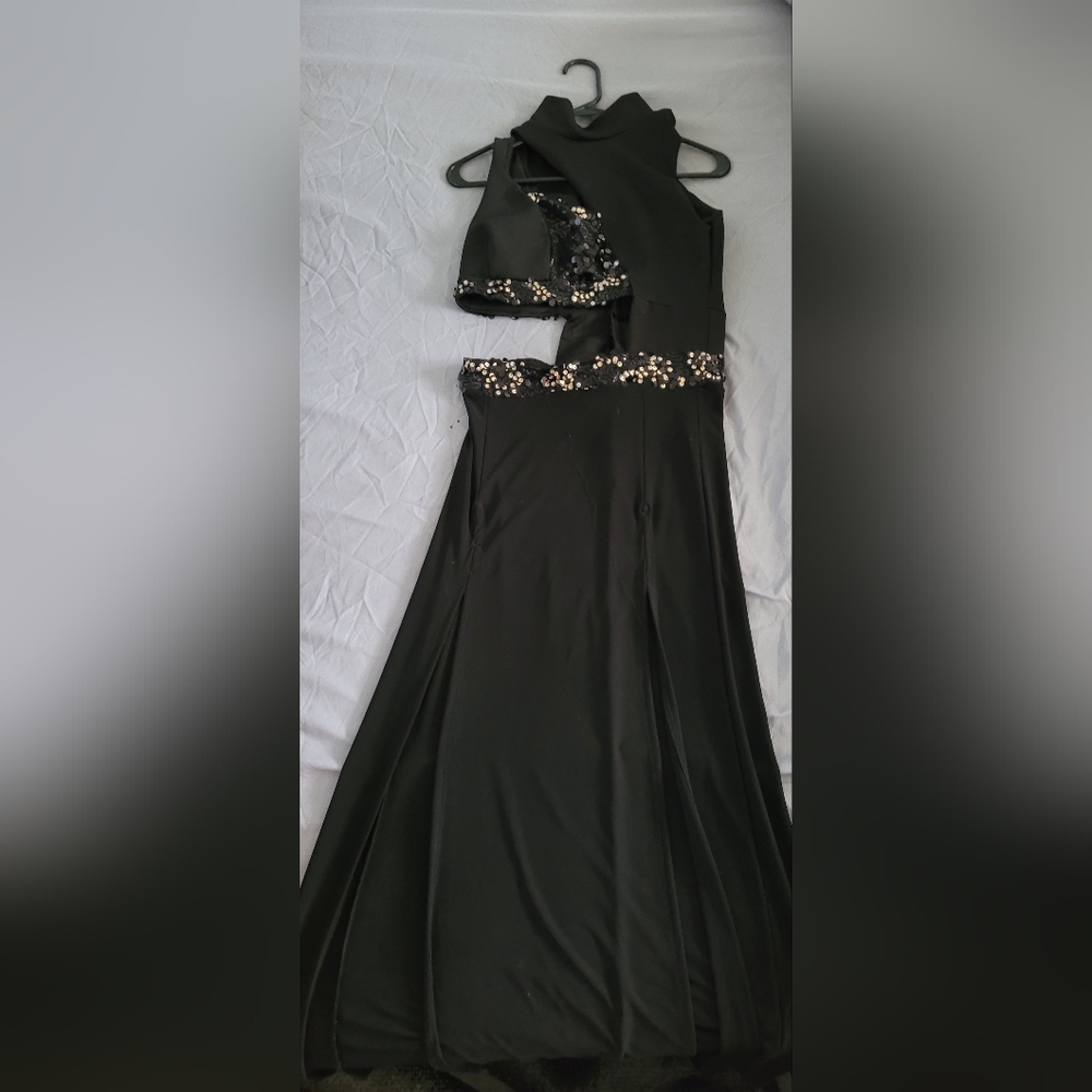 Fashionnova cutout dress high slit with gold sequins
